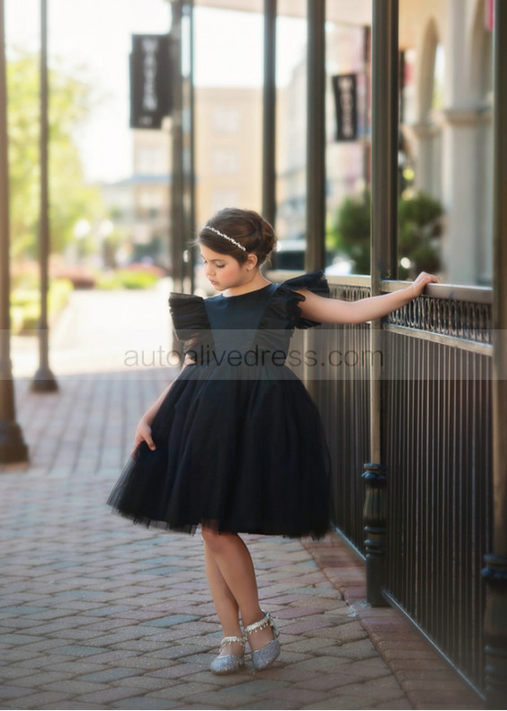 Satin Tulle Sheer Back Flower Girl Dress